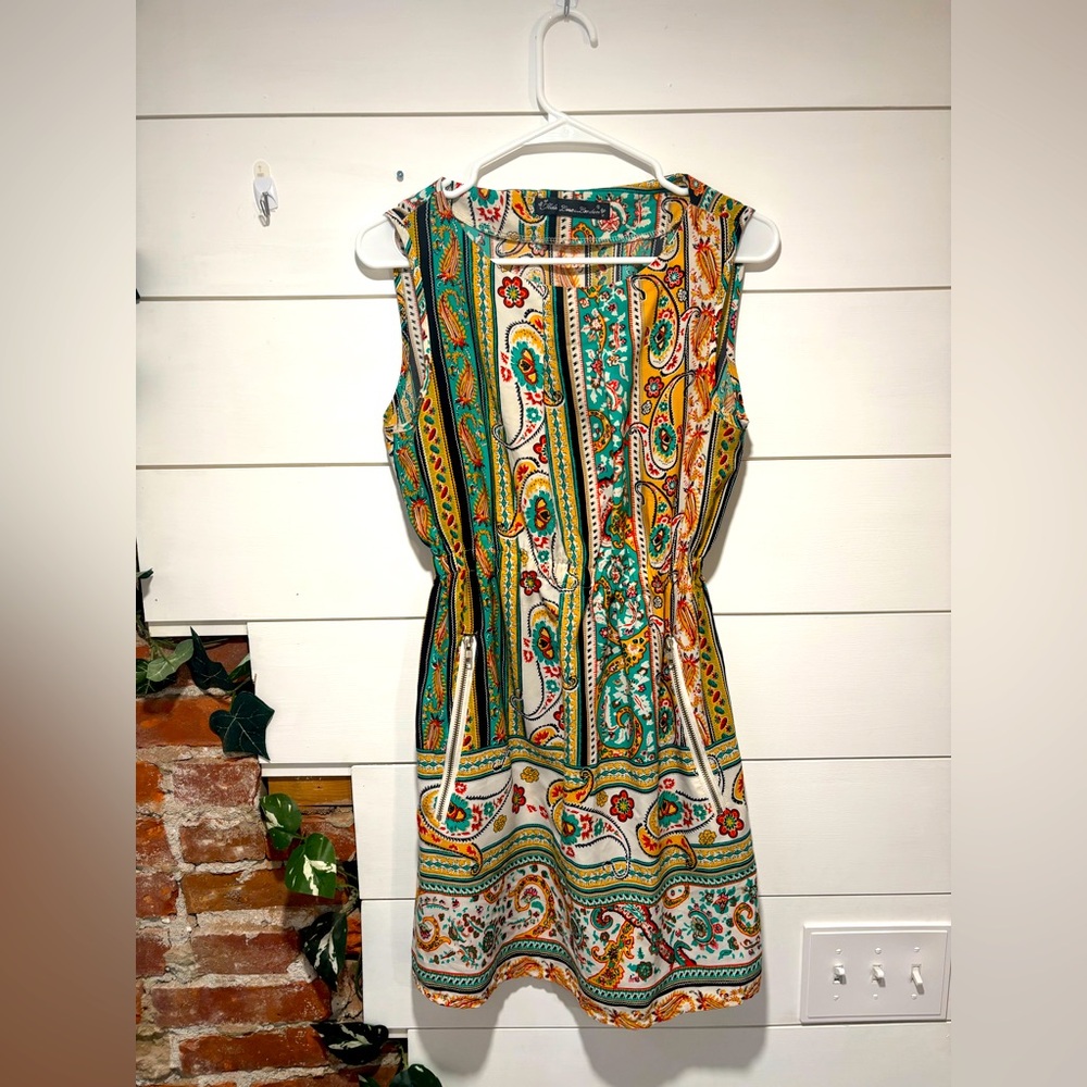 Size US8/UK12, Boho Pattern Dress W/ FUNCTIONAL ZIP POCKETS by Mela Loves London